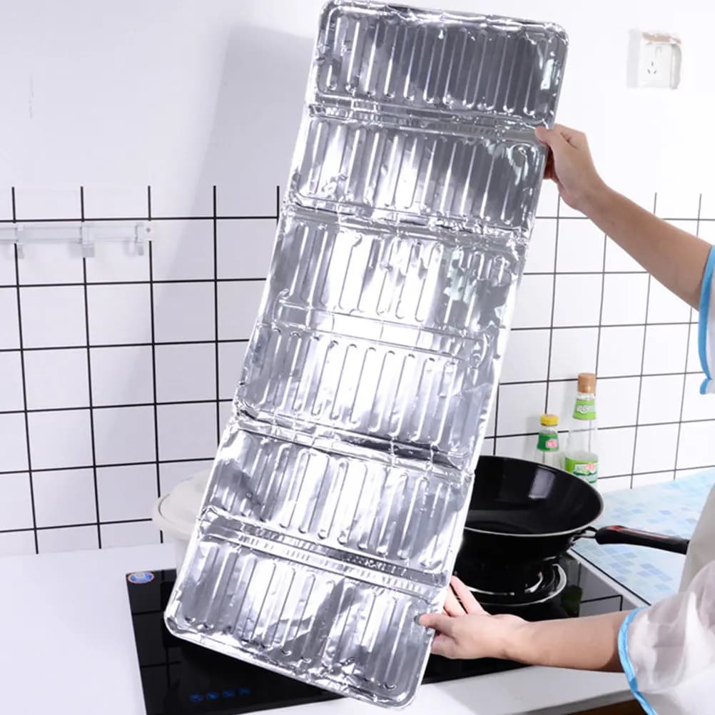 6Pcs Household Oil-Splash Boards Aluminum Foil Baffles with Curled Edges No-Cut Design Heat Resistant Debris