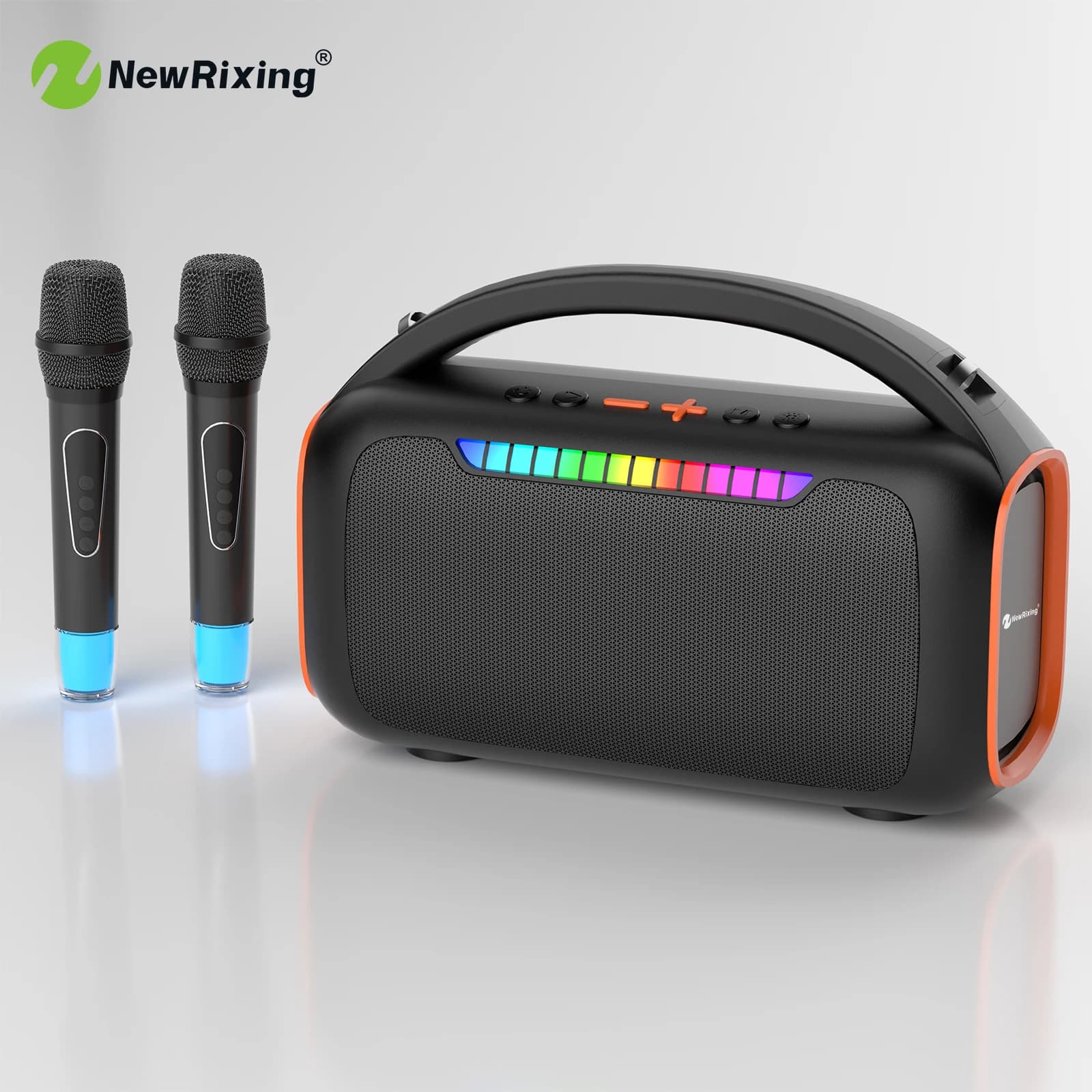 NewRixing Altoparlante Bluetooth da 30 W con 2 microfoni, macchina karaoke, altoparlante esterno, microfono magico/luce RGB dinamica/TF/AUX/USB