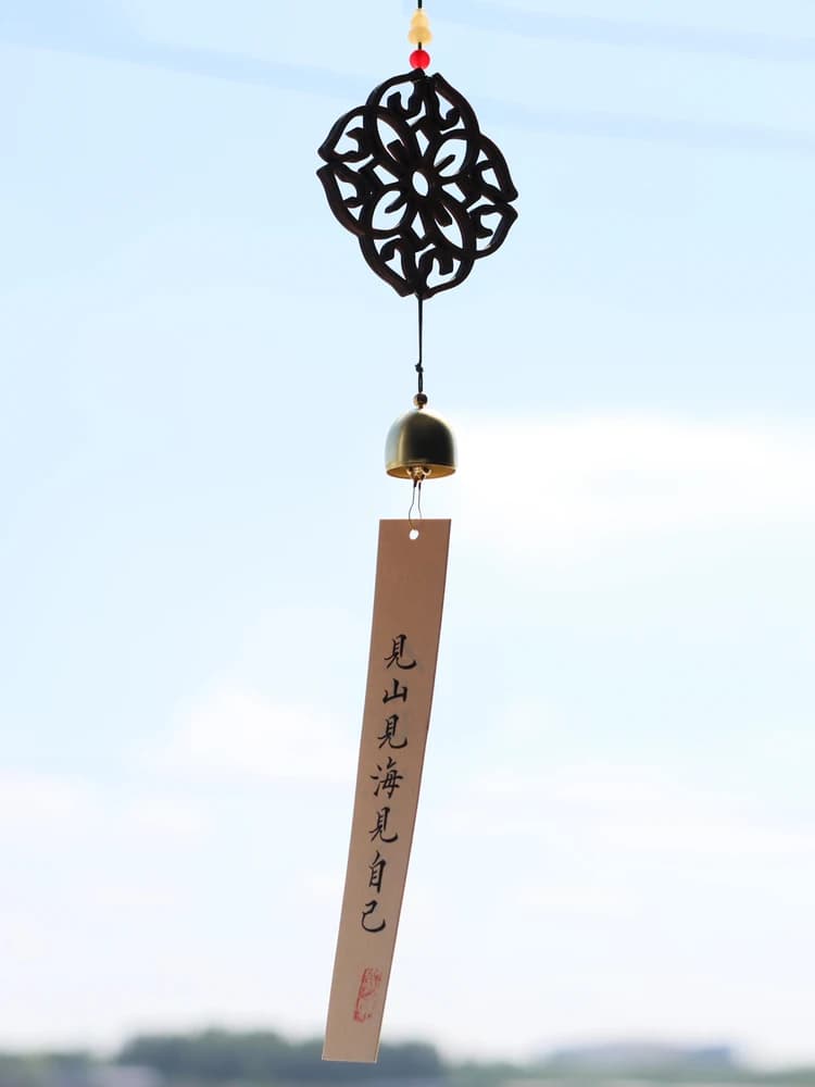 New Chinese Style Copper Bell Wooden Courtyard Decorative Hanging Ornament Healing Wind Chime for Home Door Garden Gift