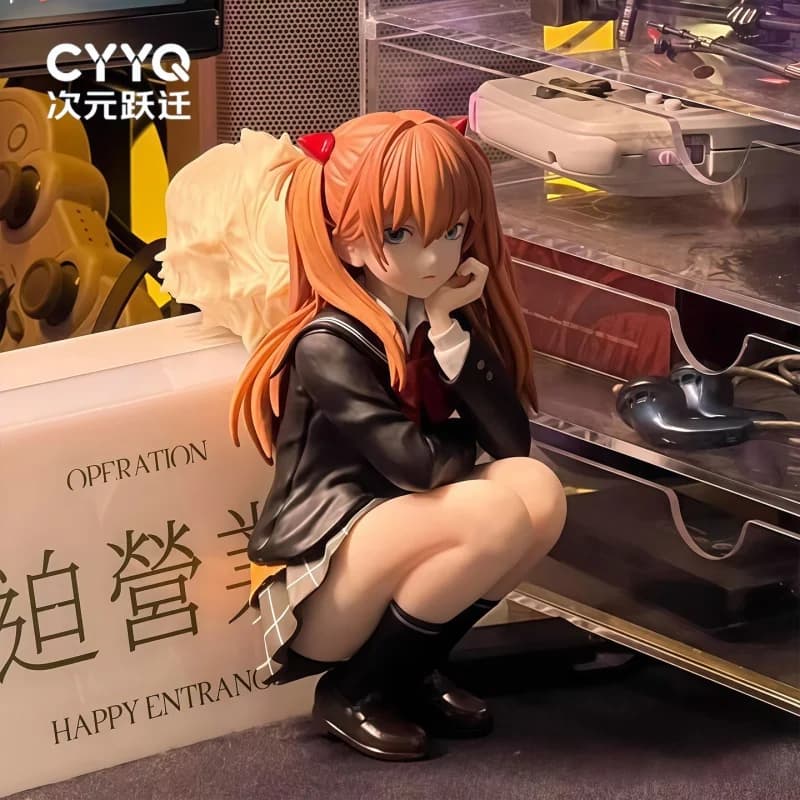 Action Figure Anime Asuka in Stile Accademico da 10 cm, Modellino da Collezione in PVC, Decorazione da Scrivania, Giocattolo per PC, Regalo