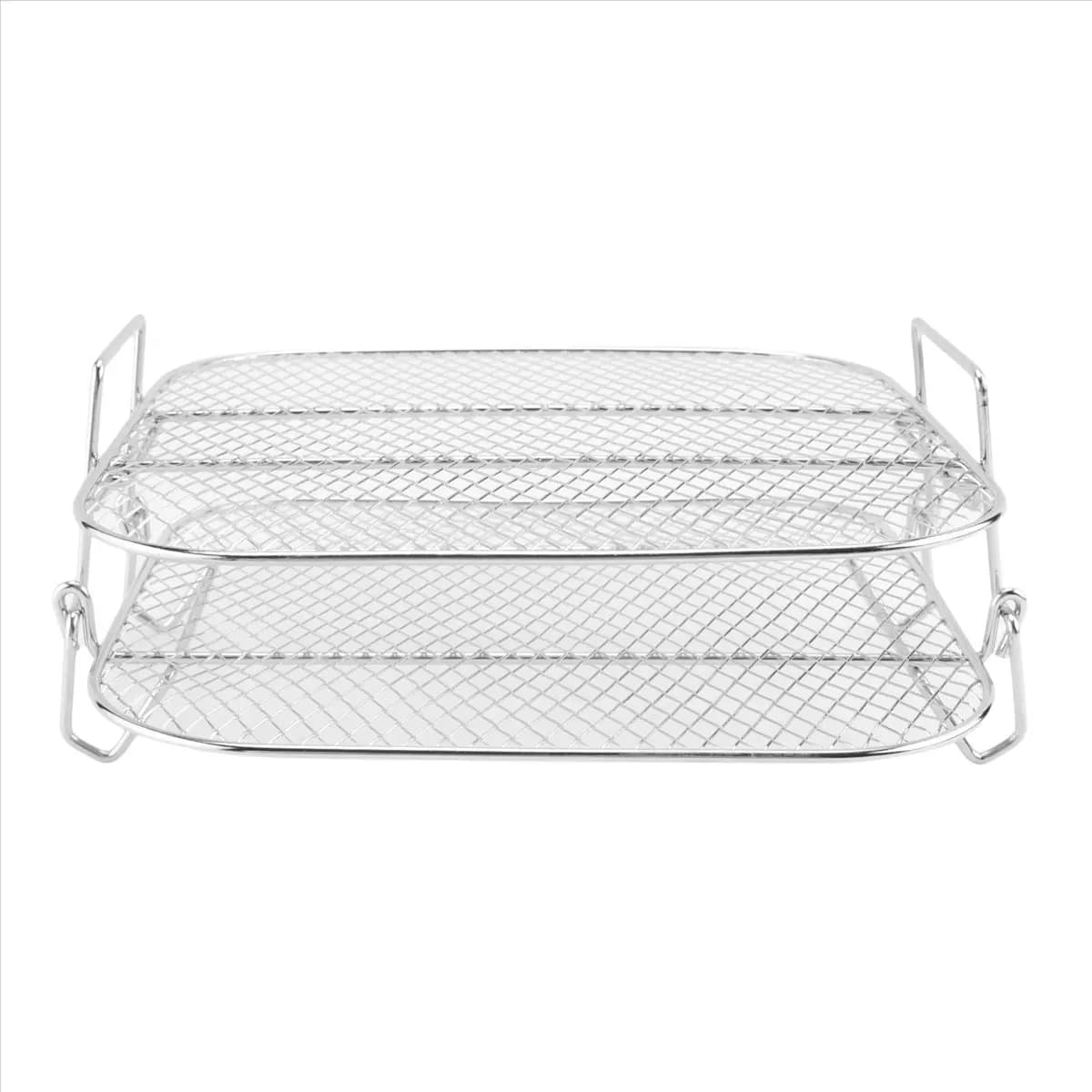 MEIMEI- Two Layer Square Rack Air Fryer Rack, Stainless Steel Dehydrator Accessories Rack, Multilayer Air Fryer 4.2-5.8 QT