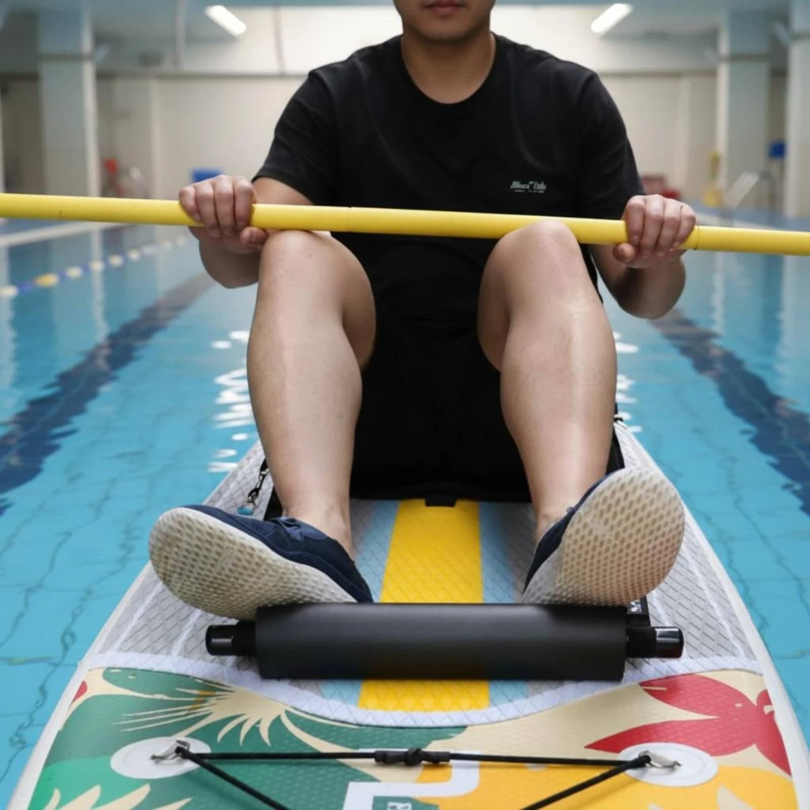 Poggiapiedi per Paddleboard Nero, Supporto Cilindrico per Kayak, Cinghia di Fissaggio con Rullo in Schiuma