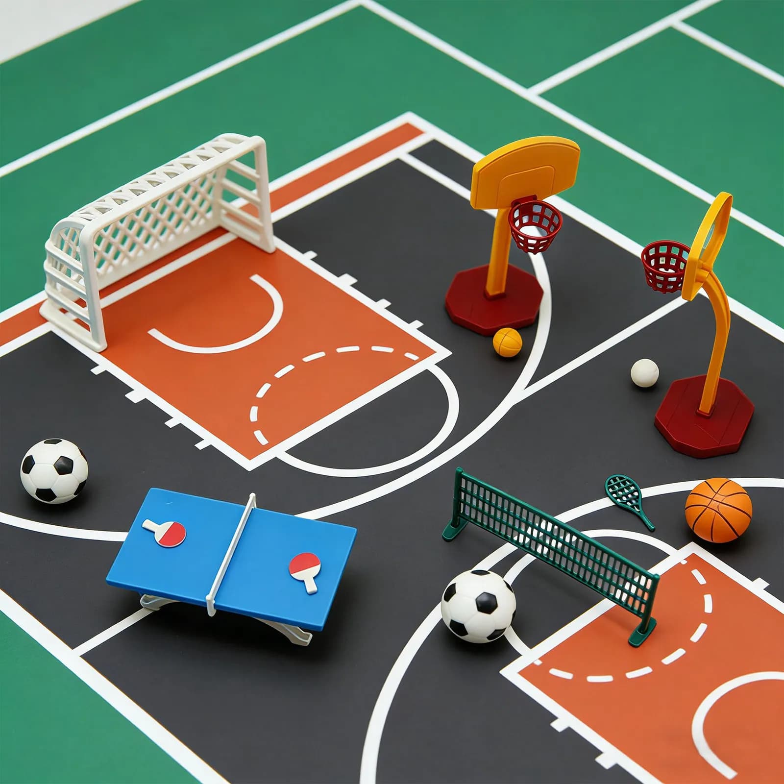 Set di 1 Miniatura Sportiva: Ornamento da Tavolo da Ping Pong e Basket per Bambini, Decorazione per Mini Casa, Forniture Educative e Regalo