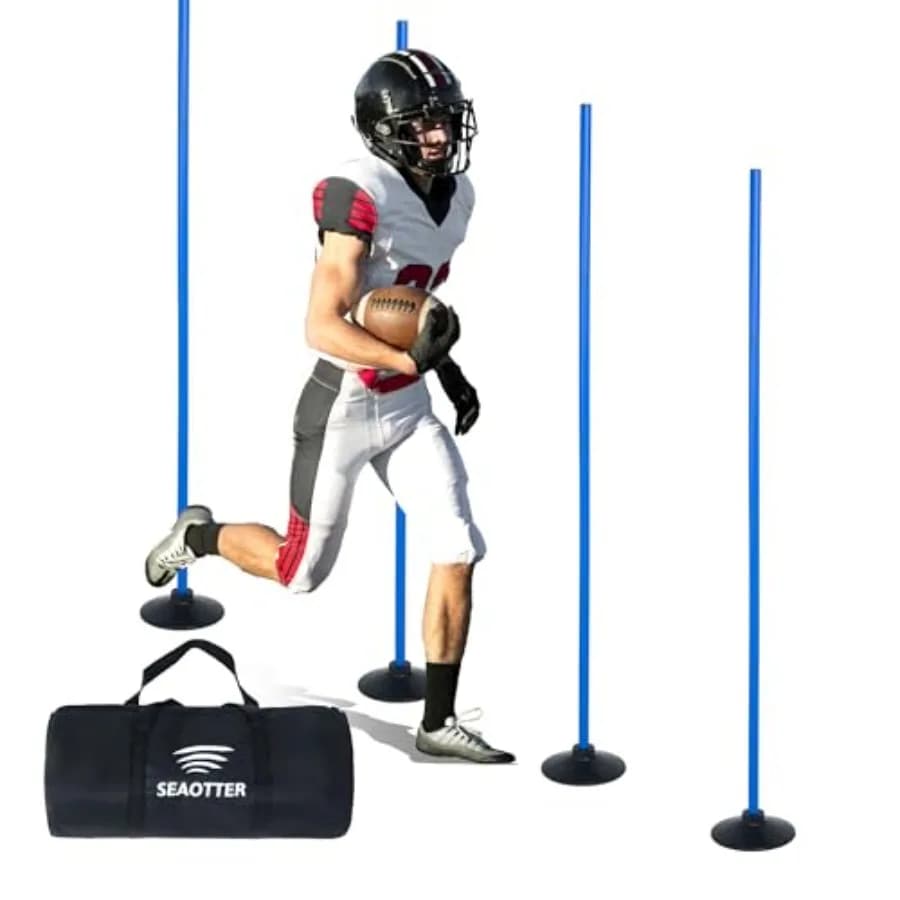 Set di Pali per Agilità nel Calcio 4/6/10 Pezzi, Pali da Allenamento Sportivo Smontabili da 1,8 m, Pali per Slalom con Base in Gomma per Calcio e Rugby