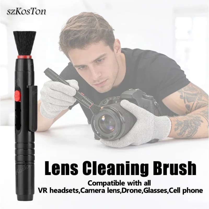Kit 3 in 1 per la pulizia di lenti e filtri di fotocamere DSLR, VCR, DC, GoPro, DJI, Insta360: Penna detergente e spazzola retrattile per la rimozione di polvere.