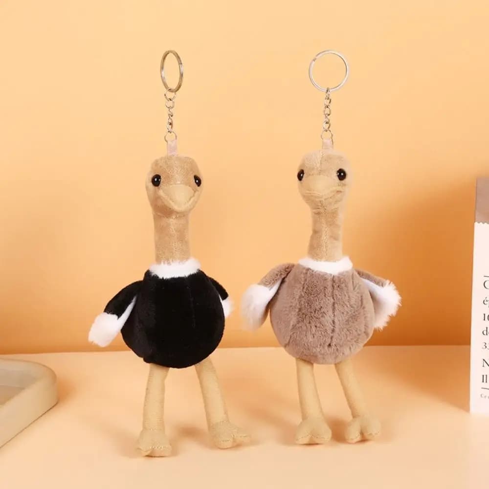 Ciondolo Peluche Struzzo Morbido e Carino, Design Kawaii, Bambola Imbottita, Portachiavi Stile Dolce, Ciondolo Cartone Animato, Regalo per Bambini