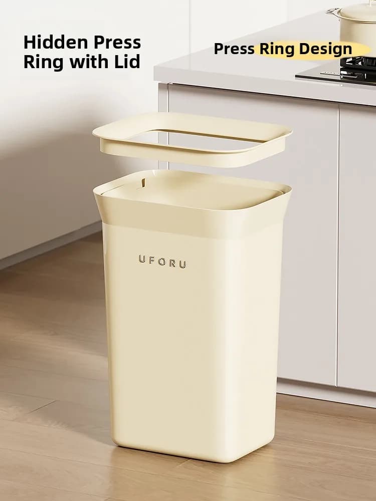 Kitchen Trash Can High Capacity Large Size with Lid for Household Use No Bending Floor Standing Sanitary Bucket for Living Room