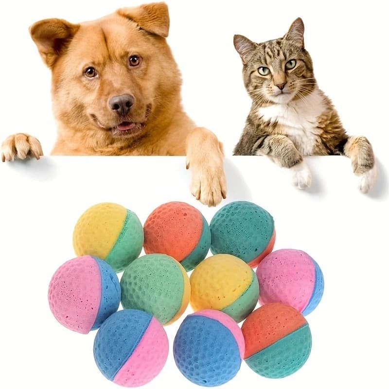 Giocattoli con palline in schiuma per gatti Palline interattive in spugna per animali domestici Morbide rimbalzanti, silenziose, durevoli, resistenti ai morsi, palline di gomma facili da pulire