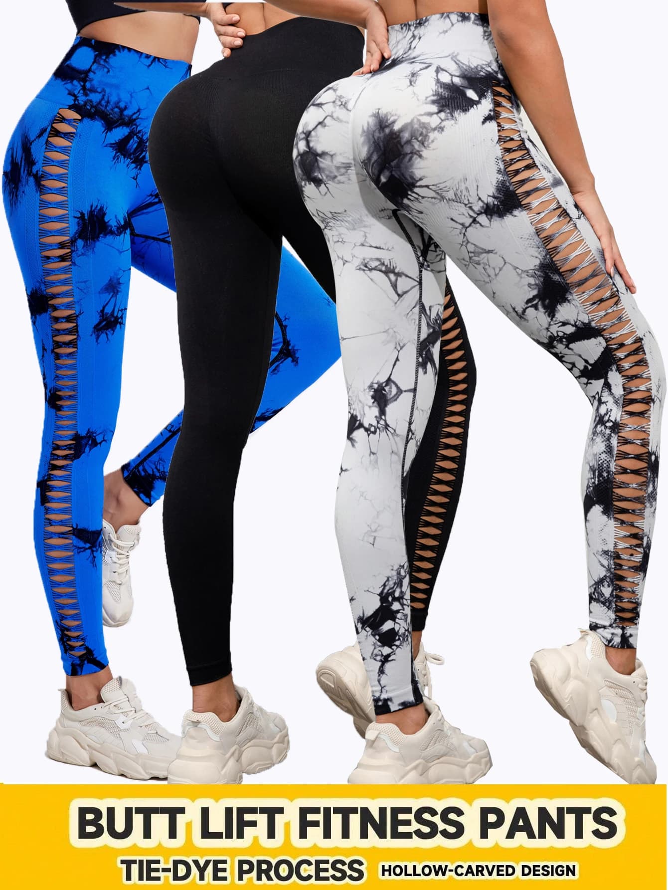 Leggings da palestra sexy per il sollevamento del sedere Leggings da donna a vita alta senza cuciture Tie Dye Pantaloni skinny elasticizzati per esterni