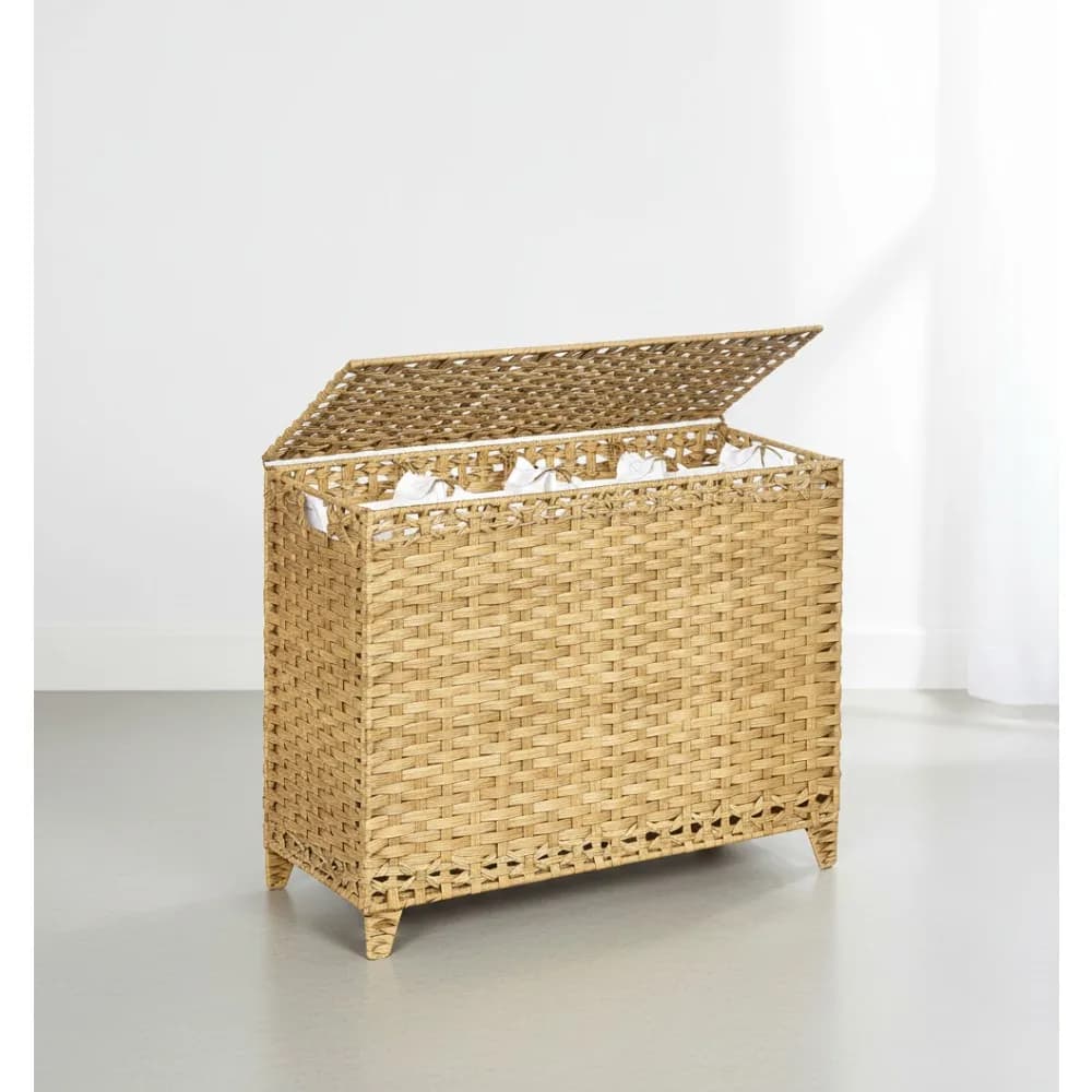 4-section whiteboard with removable bags, 176 litre rattan basket with lid and feet for home organization