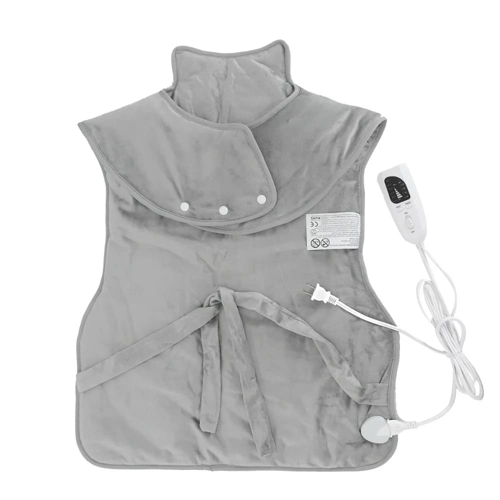 Electric Heated Shawl for Neck & Shoulder – Washable Throw Blanket with Controller, 6 Heat Levels, Auto Shut-Off, 120V/230V