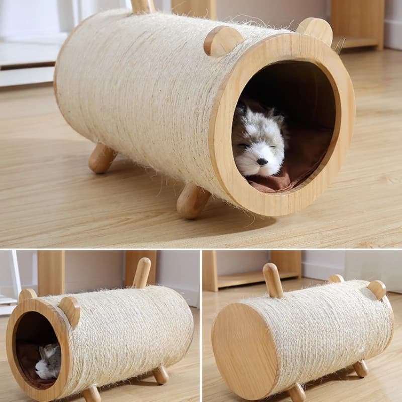 Mobili per gatti Elegante casetta ovale per gatti e tiragraffi Classici giocattoli per animali domestici in stile grande Tunnel per gatti in sughero
