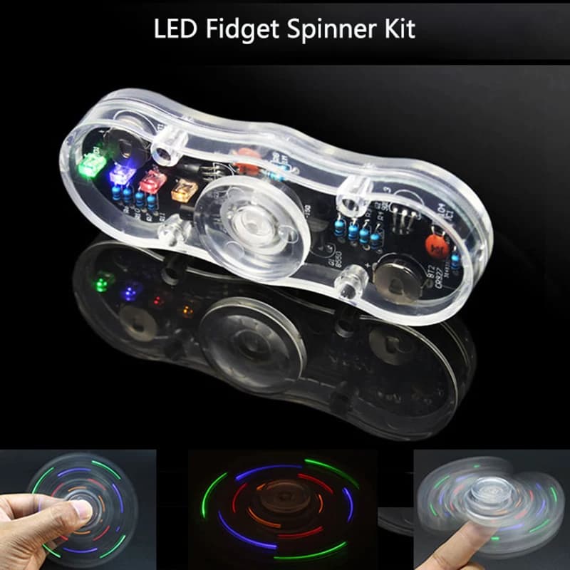 Kit elettronico fai-da-te POV Ruota la punta delle dita Giroscopio Kit di saldatura fai-da-te Diodo colorato Set di formazione elettronica Kit di saldatura Fidget Spinner