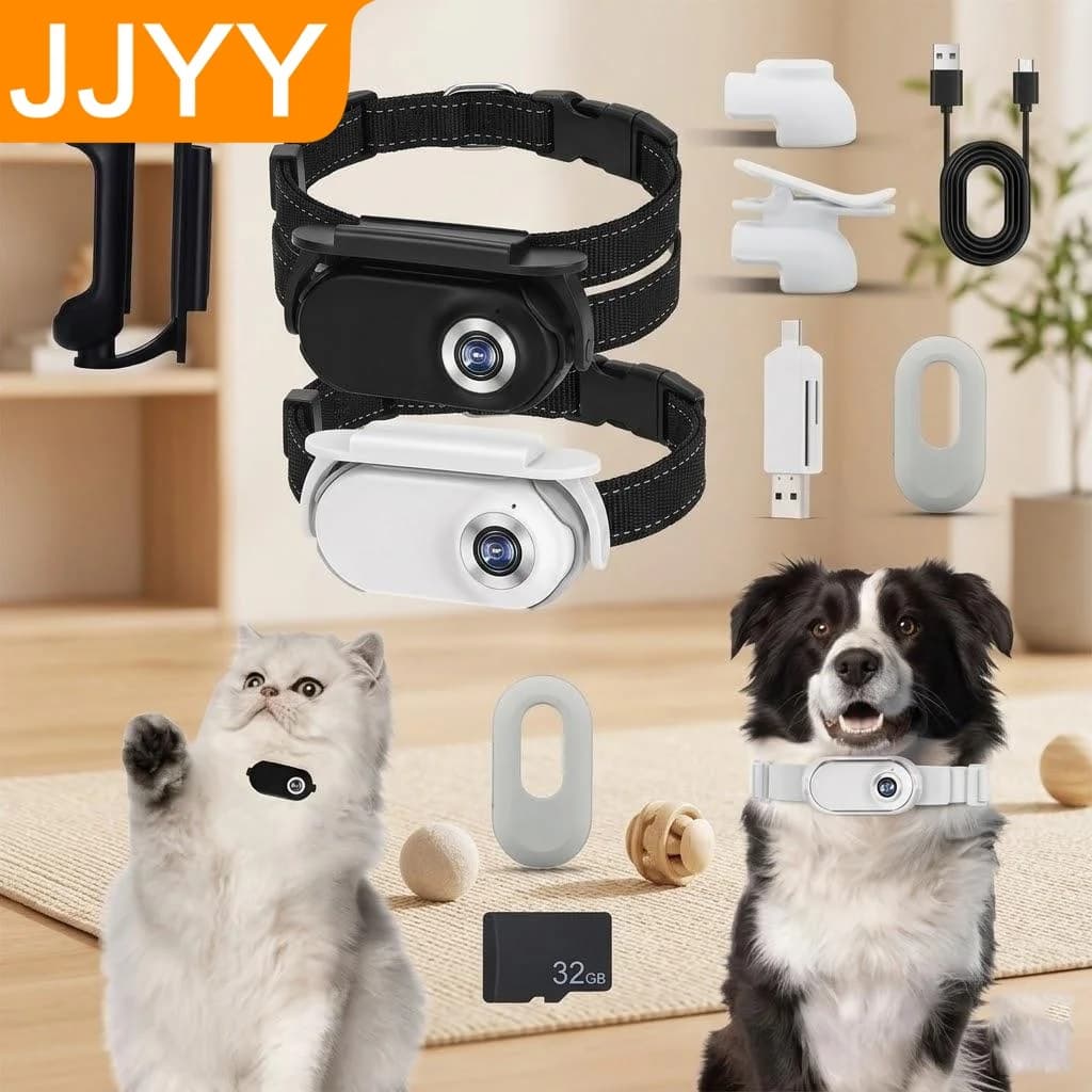 1080P Wireless Camera for Domestic Animals, Mini Collar Camera for Dogs and Cats, Video Recording for Interior and Exterior