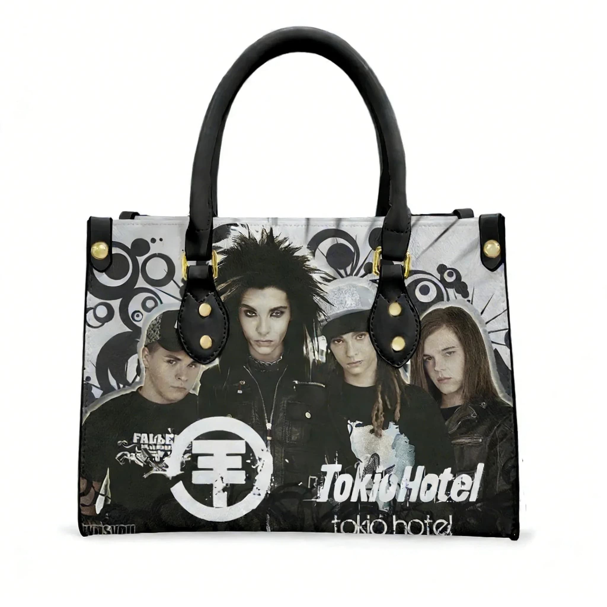 Borsa Tote della Band Rock Tokio Hotel, Borsa Personalizzabile con Testo e Immagine in Pelle PU per Uomo e Donna, Borsa per Affari, Shopping e Regalo