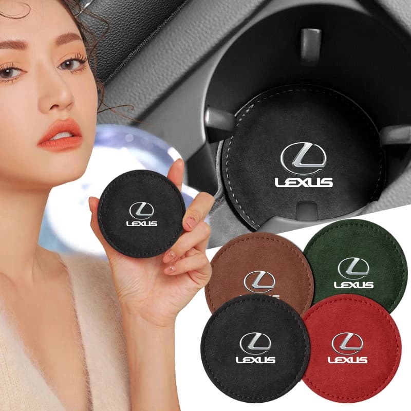 Adesivo per auto, tappetino antiscivolo in pelle per portabicchieri, con logo, per Lexus CT200h GS300 LS430 RX450h LX570 IS3