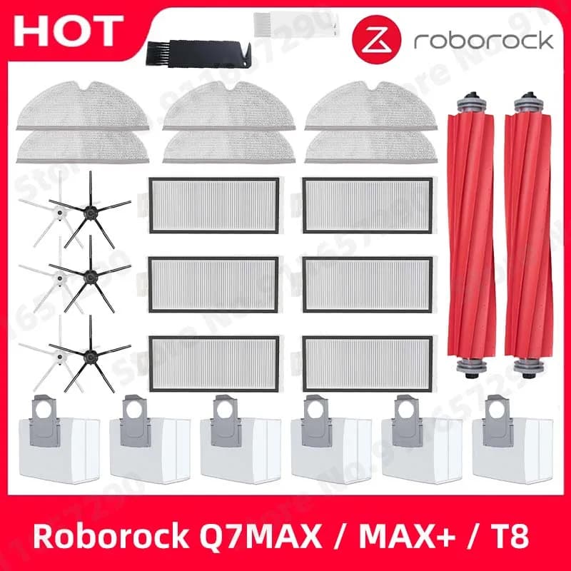 Accessori per Robot Aspirapolvere Roborock Q7 Max T8: Filtro HEPA, Spazzola Laterale, Spazzola Principale, Copertura, Panno Lavapavimenti di Ricambio