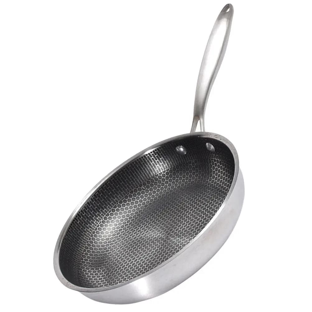 Padella Antiaderente in Acciaio Inox da 8 Pollici, Piccola Padella per Uova Facile da Pulire con Fondo a Nido d'Ape per Fornelli a Gas, Elettrici e in Ceramica