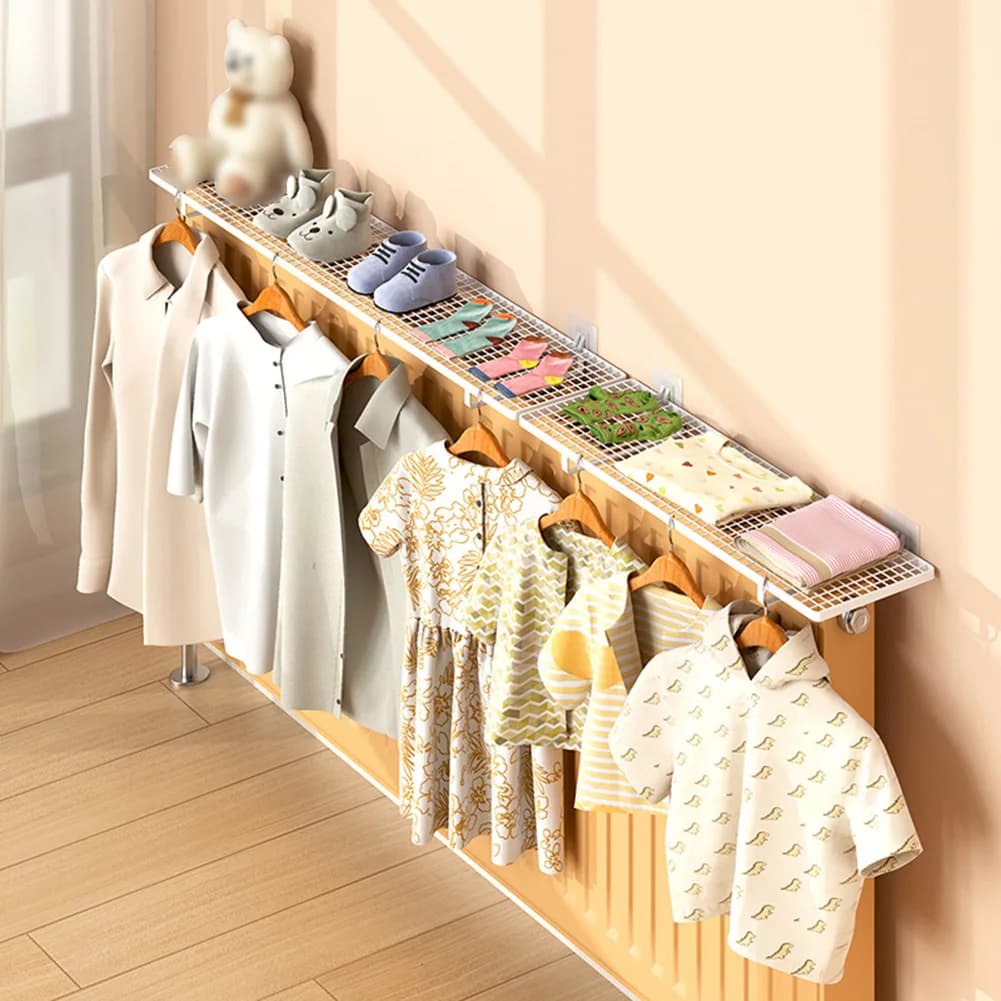 2pcs Decorative Radiator Shelf Space-Saving Hooks For Easy Clothes Drying Storage Rack Monitor Organizer Display Stand