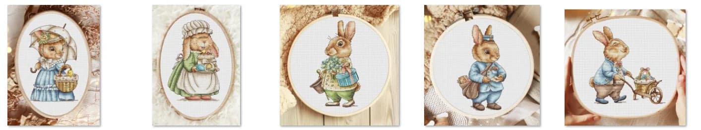 Kit punto croce coniglio nonna pasquale Set ricamo ricamo Set punto croce fai da te Artigianato per cucire su tela
