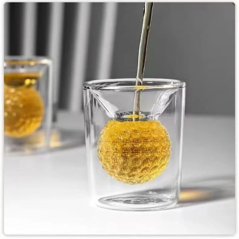 30ML Calcio Pallone da golf Bicchiere da colpo Tazza di vetro a doppia parete per whisky Vodka Liquore Alcol Wine Bar Strumenti
