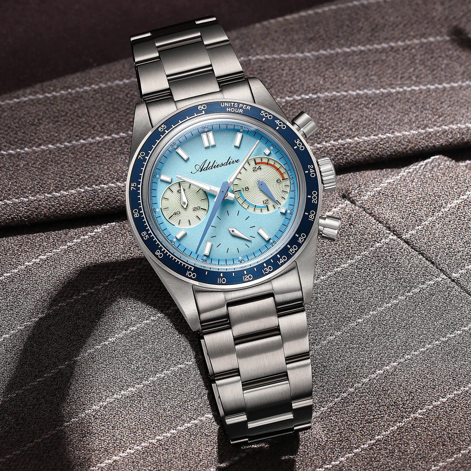 ADDIESDIVE VK63 Chronograph New Men Watches Luxury Quartz Wristwatch Super Luminous BGW9 Domed Glass 100m Waterproof Dive Watch