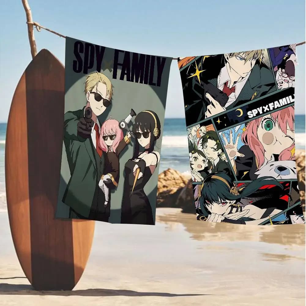 Anime Spy x Family Anime Beach Swimming Towel Soft Absorbent Washcloth Children's Gifts for Kids Travel Camping Gym