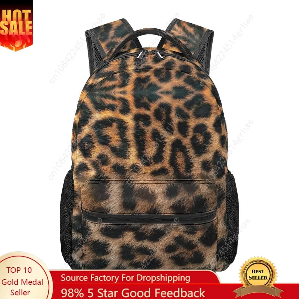 Leopard Printed All-over Print Student Backpack Custom Casual Suitable for Travel and Camping Lightweight, and Easy To Clean