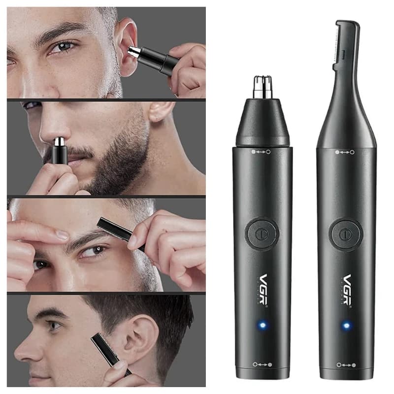 Original VGR Ear Eyebrow Nose Hair Trimmer Electric Beard Grooming For Facial & Body Stubble Trimmer For Men Rechargeable Kit