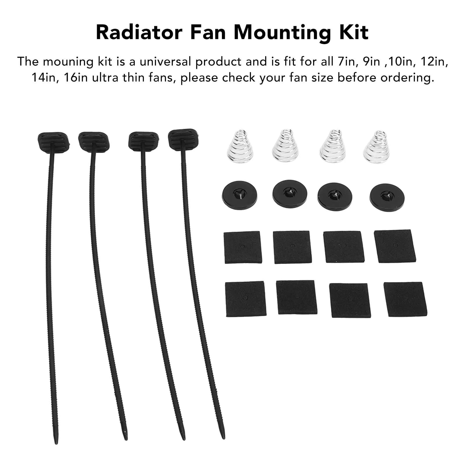 2 Set Kit di montaggio della ventola tramite kit di montaggio della ventola del radiatore per ventola di raffreddamento elettrica e kit di montaggio della ventola del radiatore di raffreddamento