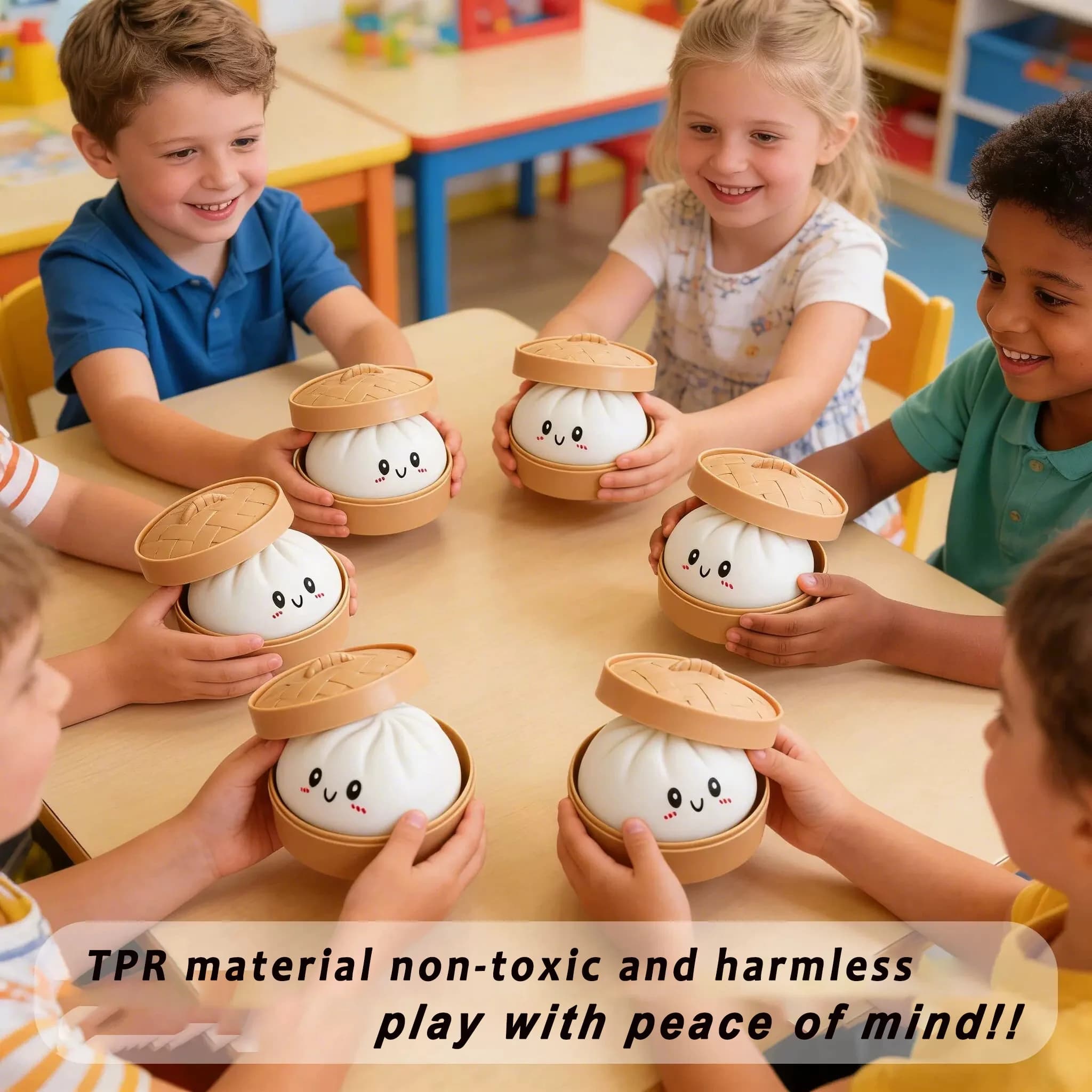 Nuove Palline Antistress a Forma di Raviolo 2026, Giocattolo Sensoriale Fidget, Simulazione Cibo con Mini Vaporiera, Pallina Spremibile per Alleviare lo Stress, Giocattolo da Mano