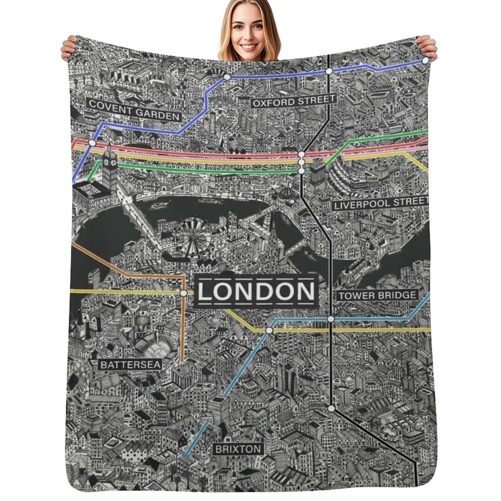 London city map Throw Blanket Sleeping Bag Luxury Designer bed plaid Large Luxury Vintage Blankets
