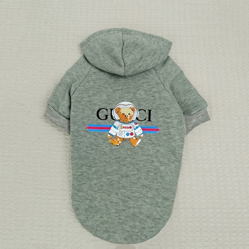 Cute Pet Hoodie Colorful Stripes Decoration Space Bear Pattern Small Dog Sweatshirt Autumn Winter Dog Warm Fashion Coat