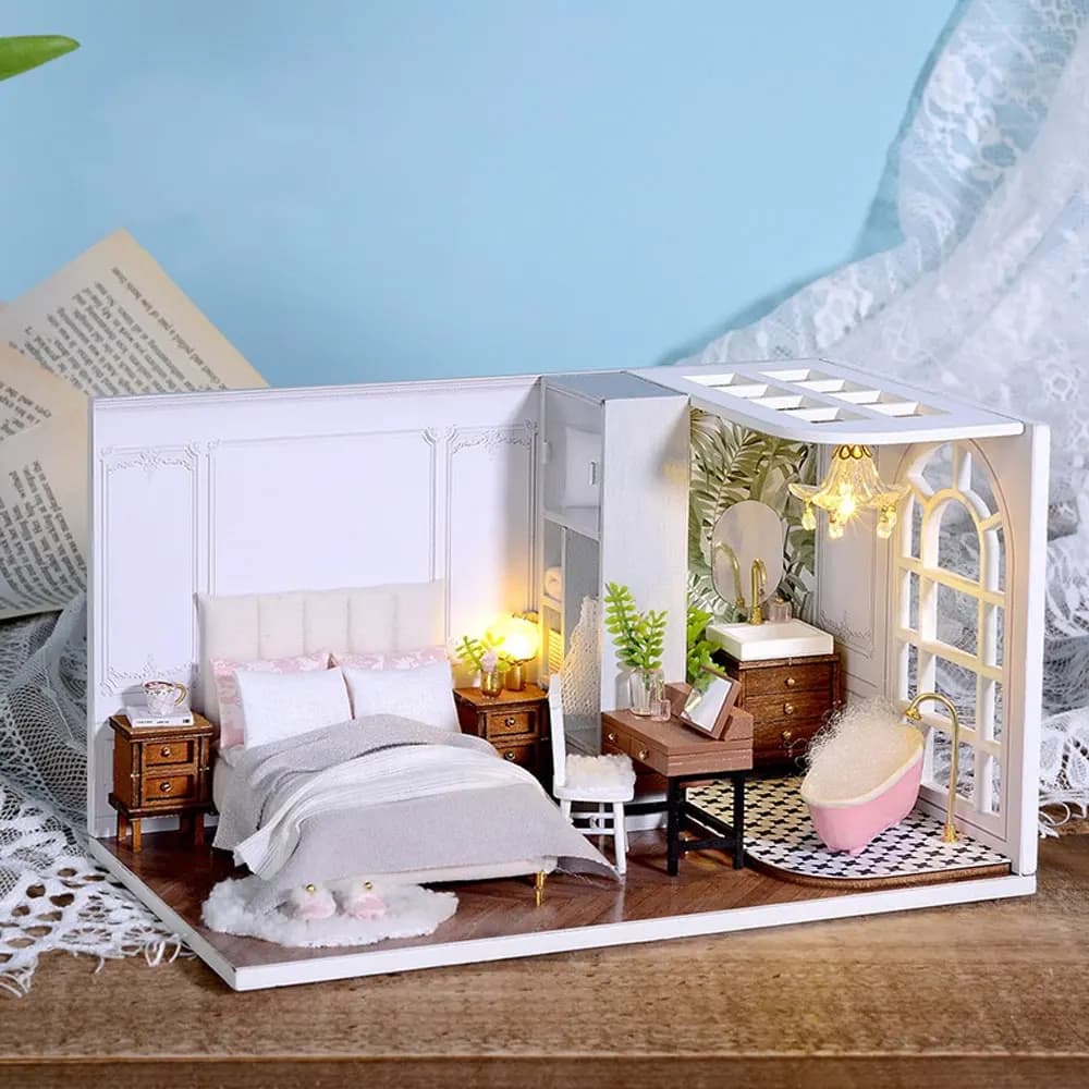 Casa delle bambole fai-da-te 1: 32 Paesaggio in miniatura Arredamento per la casa Regali creativi 3D Giocattoli per bambini in legno Building Block HG334