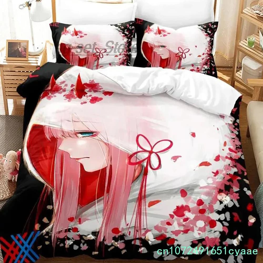 Darling In The Franxx Bedding Set Boys Bedroom Duvet Cover Set 3D Bed Sheet Single Twin Full Queen King Size Duvet Cover Bed Set