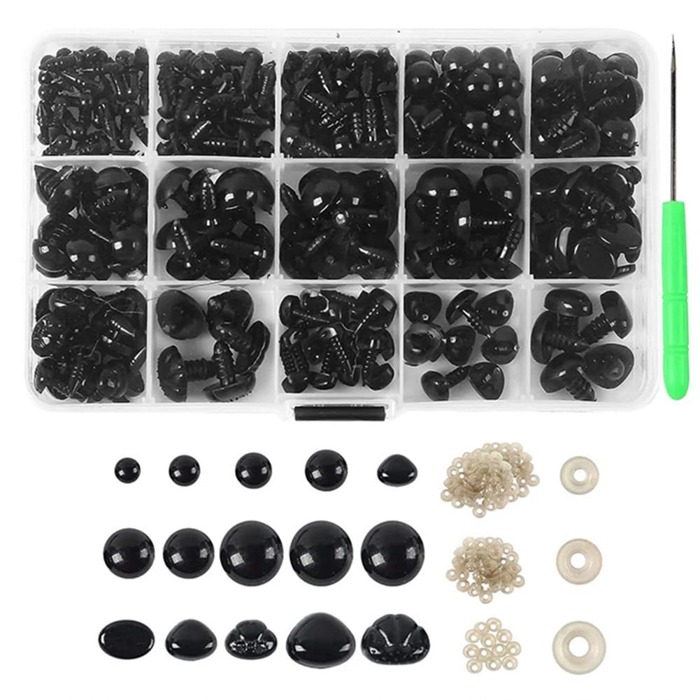 Gli occhi di sicurezza in plastica nera per l'artigianato prevengono gli occhi dalla caduta, ideali per animali di peluche e giocattoli fatti a mano