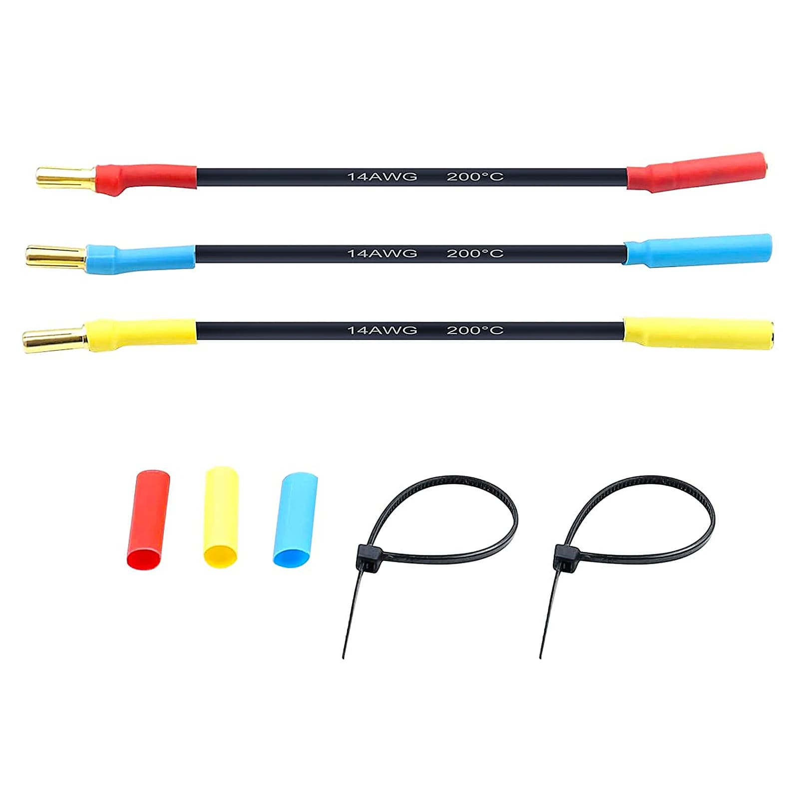 Cavo di prolunga con connettori a banana da 4 mm maschio a 3,5 mm femmina, 14AWG, 3 pezzi, per motore brushless RC e ESC