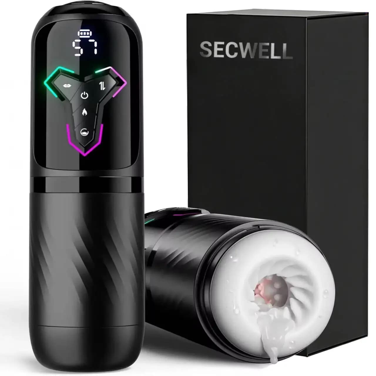 Masturbatore maschile telescopico automatico 5 IN 1 Modalità Pompa per pene Riscaldata Succhiare Macchine vibranti del sesso Display LCD Giocattoli del sesso per gli uomini