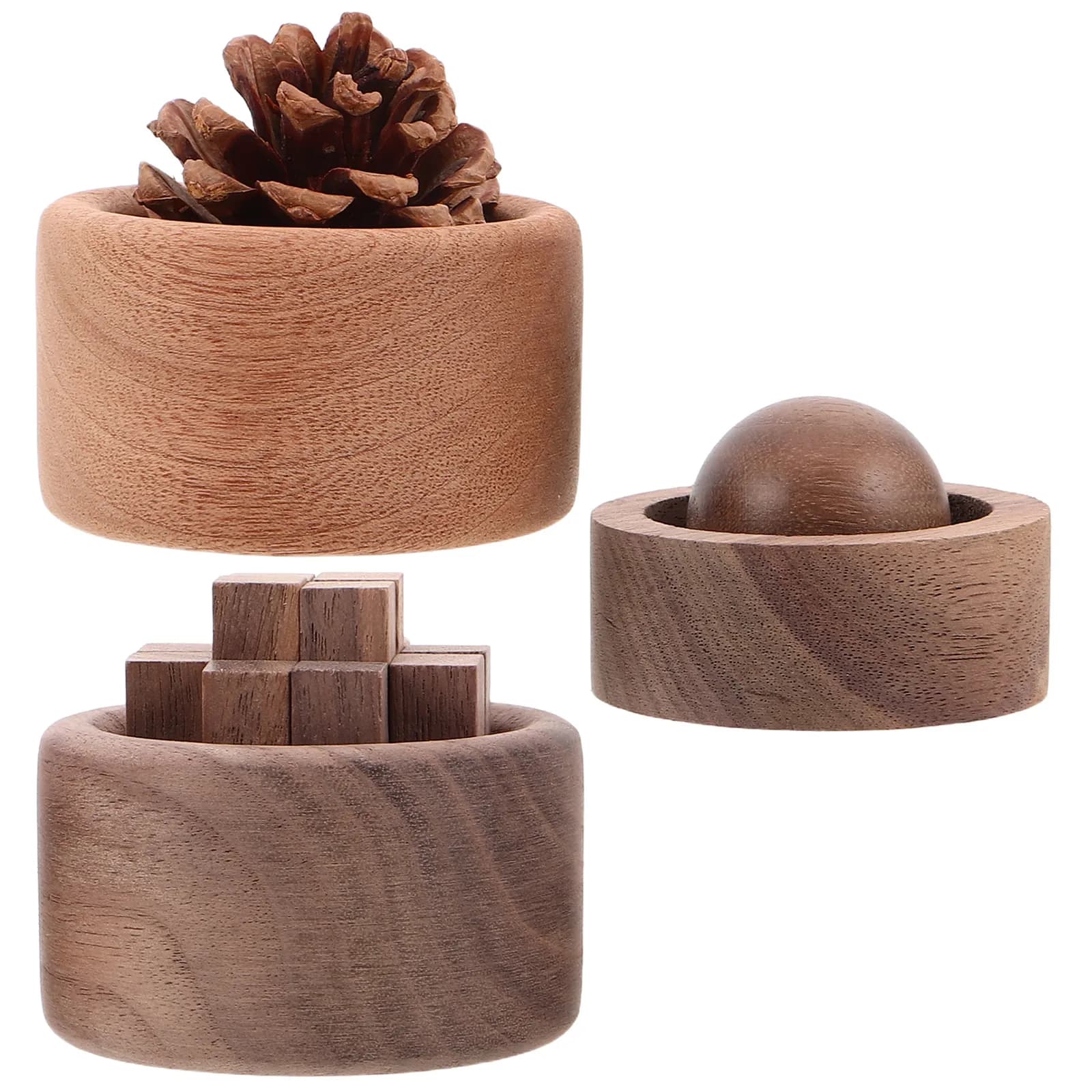 3Pcs Wooden Scent Diffuser Set Natural Wood Grain Essential Oil Diffuser Mini Compact Air Freshener for Home Office Car Bathroom