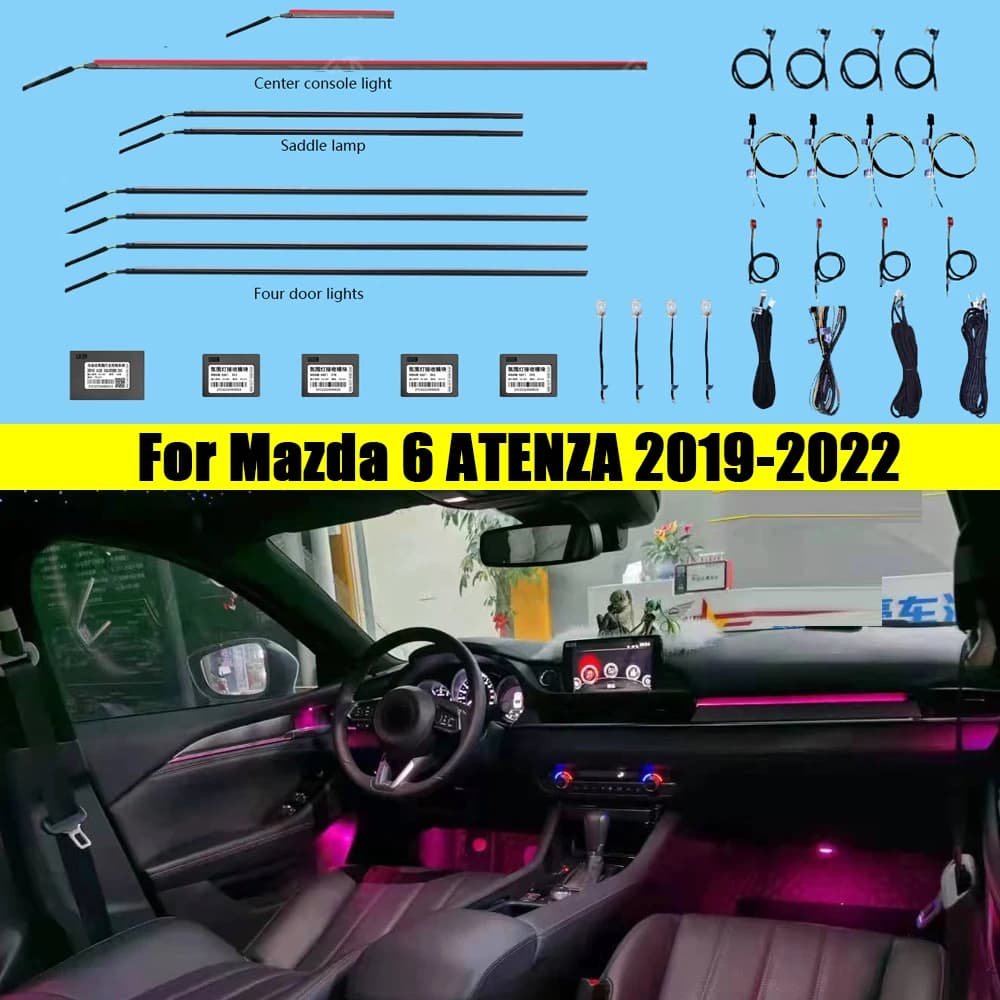 Luce ambientale per Mazda 6 Atenza 2019-2022 Pulsante APP Controllo Decorativo LED Cruscotto Porta Atmosfera Lampada illuminata Striscia