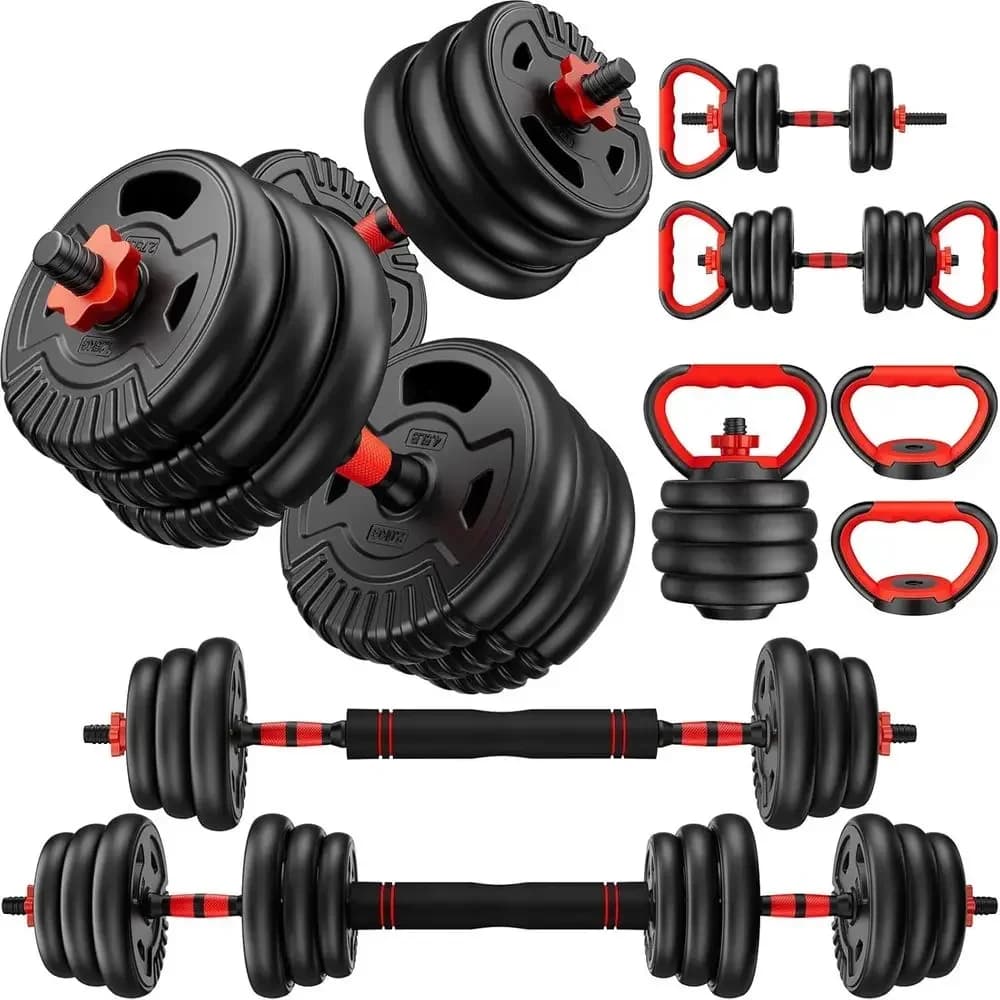 Versatile Adjustable Dumbbells Set - 22 to 90lbs, 5-in-1 with Bars, Kettles, Push Up Stand, Plate, Ideal for Home Gym Workouts