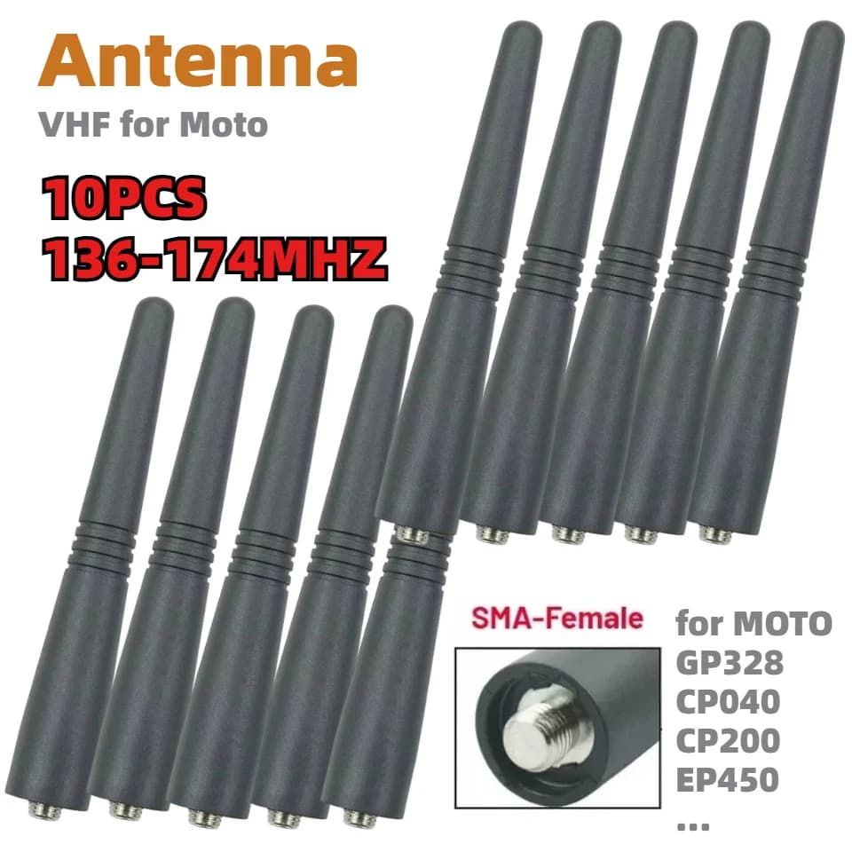 10 Pezzi Antenna Corta VHF 137-174MHZ da 9CM per Walkie Talkie Motorola GP328 CP040 CP200 EP450 GP68 GP300 GP340 HT1250 PR860 PRO2150