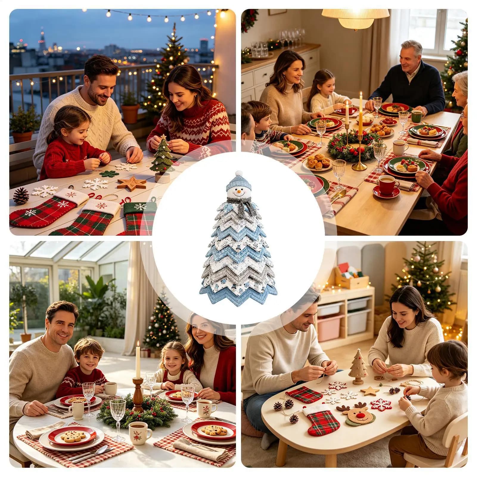 Fabric Craft Kit For Adult DIY Quilted Christmas Tree Holiday Sewing Tabletop Decor Fabric DIY Kit For Office Adults Beginner