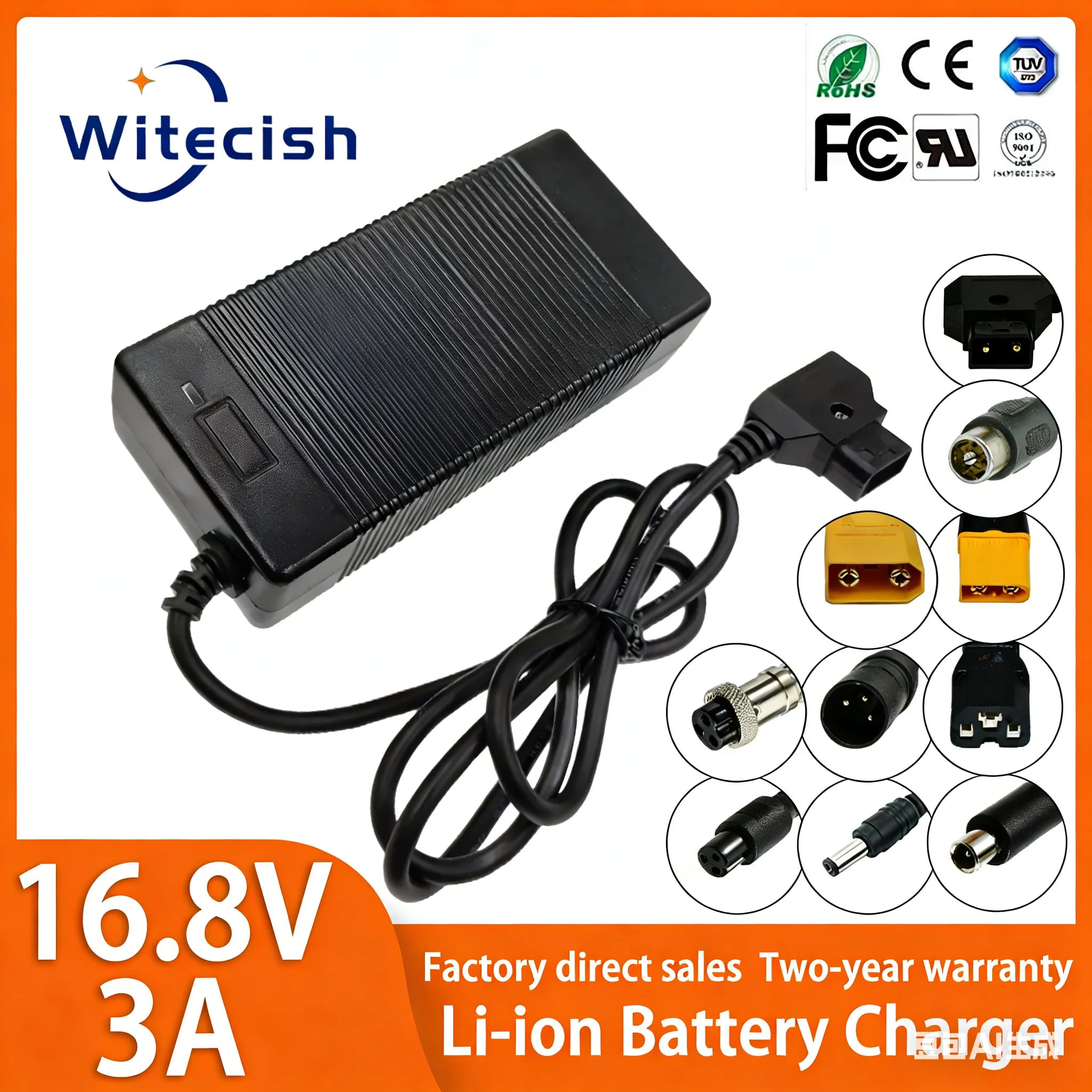 Caricabatterie Li-ion D-Tap 16.8V 3A per batterie 4S V-Mount/V-Lock per videocamere e fotocamere, adattatore di alimentazione con connettore D-Tap