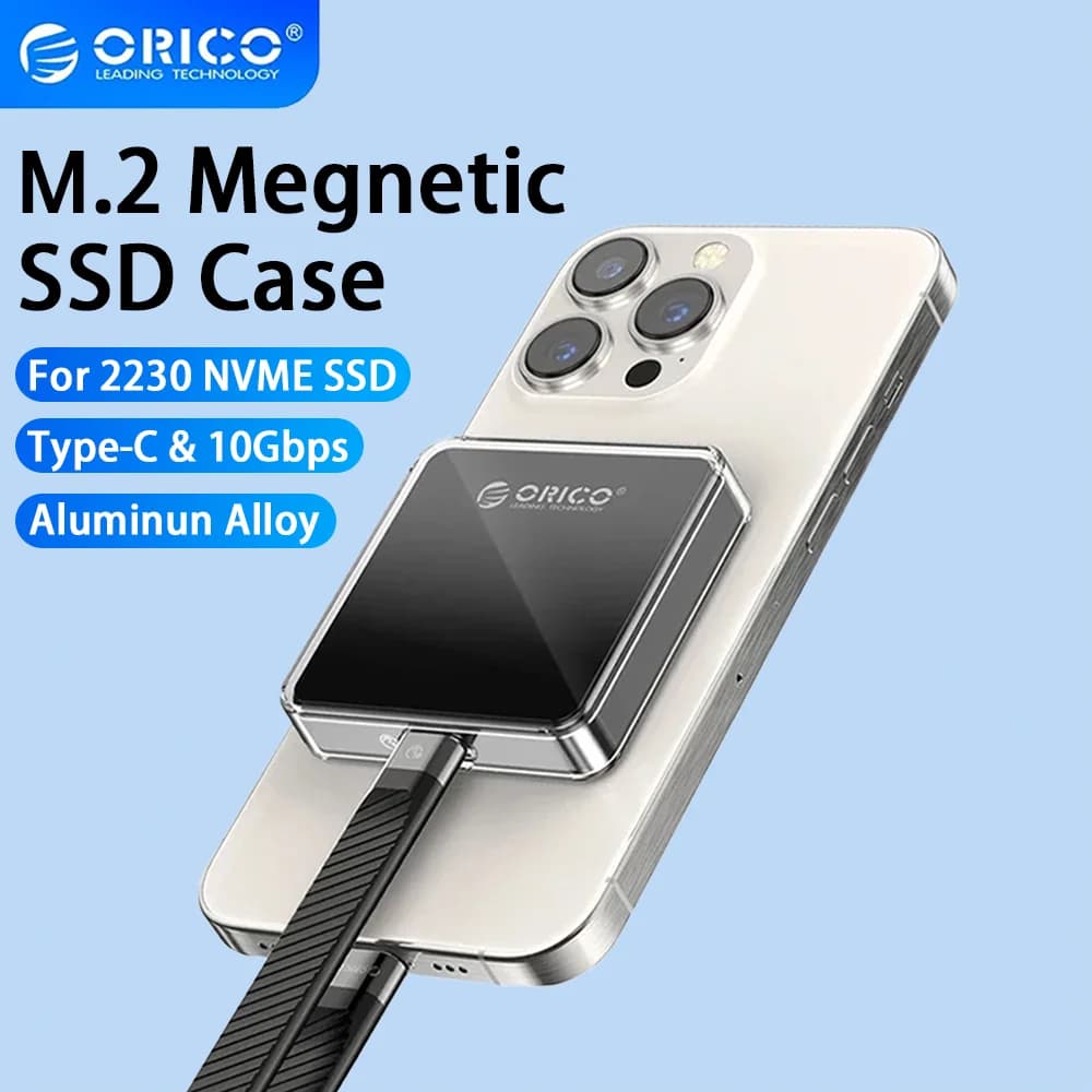 ORICO Adattatore Magnetico per SSD M.2 NVMe 2230, Box Esterno USB 3.2 10Gbps da M.2 a USB Type-C per iPhone 15 Pro Max, iPad, MacBook
