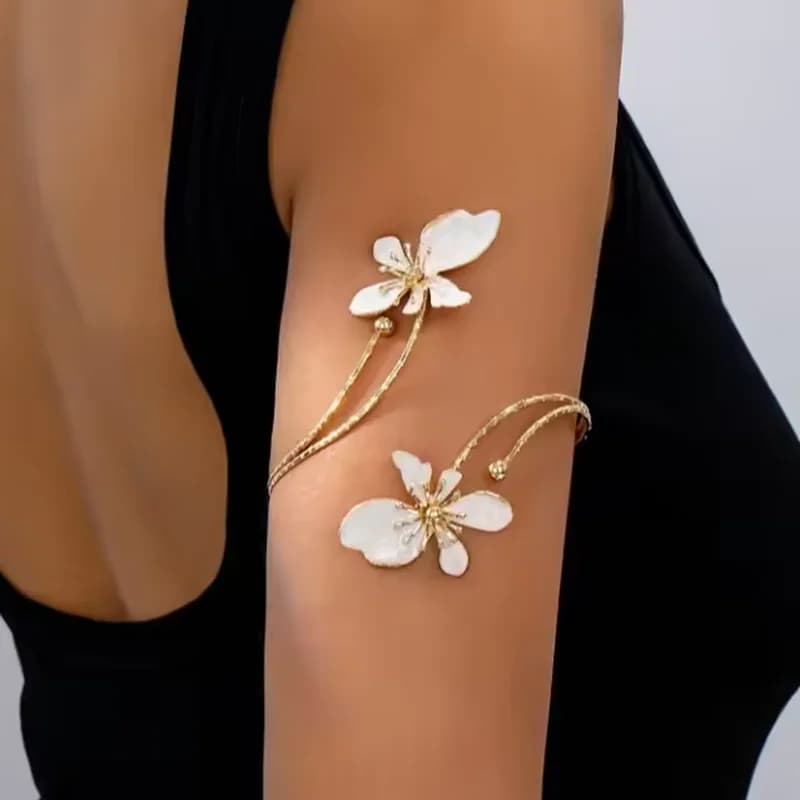 Fashion Sexy Exaggerated Open Bracelet, Metal Hollow Out Big Flower Bangle for Women Daily Beach Party Vacation Jewelry Gifts