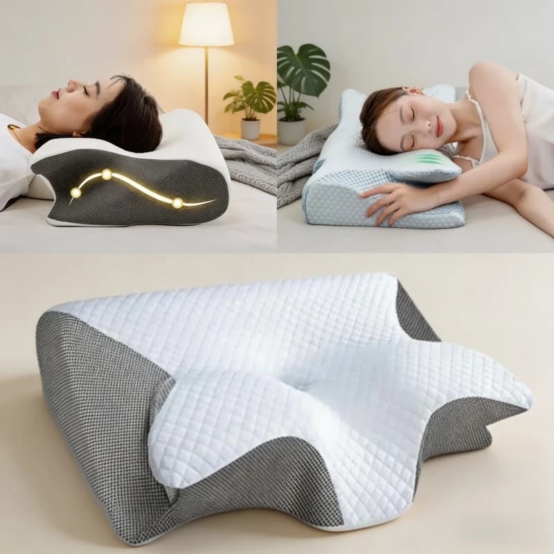 Cuscino Cervicale Ortopedico in Memory Foam per Uso Domestico, a Forma di Farfalla, a Lento Ritorno, Morbido, per Massaggio e Sonno