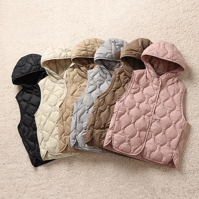 Hooded Down Waistcoat Jacket Autumn Winter Women Warm Light Thin White Duck Down Vest Coat Ladies Bigsize Sleeveless Tank Parkas