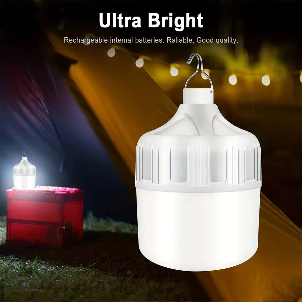 Lampadina da campeggio portatile ricaricabile tramite USB, lampada a sospensione per tenda impermeabile, luce da pesca per picnic ed escursionismo all'aperto