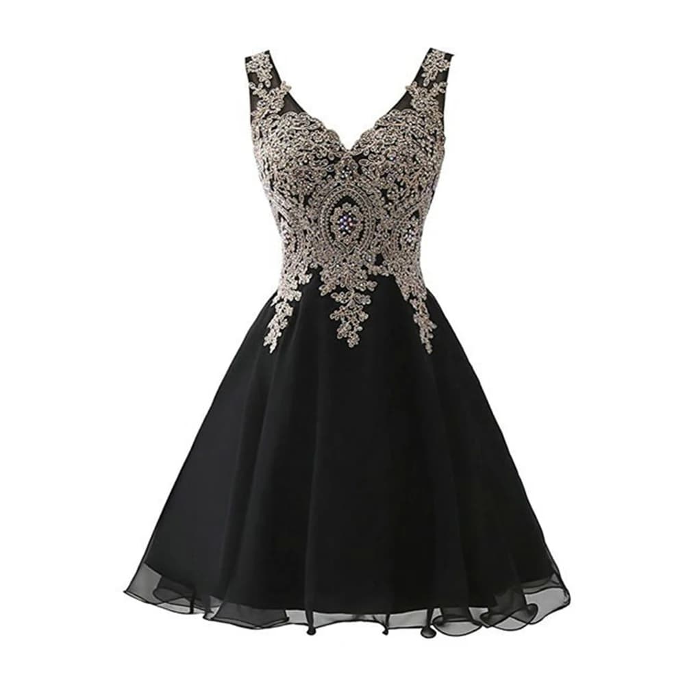 Abiti corti personalizzati per ritorno a casa con scollo a V Appliques Perle Prom Party Abiti da laurea Formale Vestido De Fiesta abendkleider